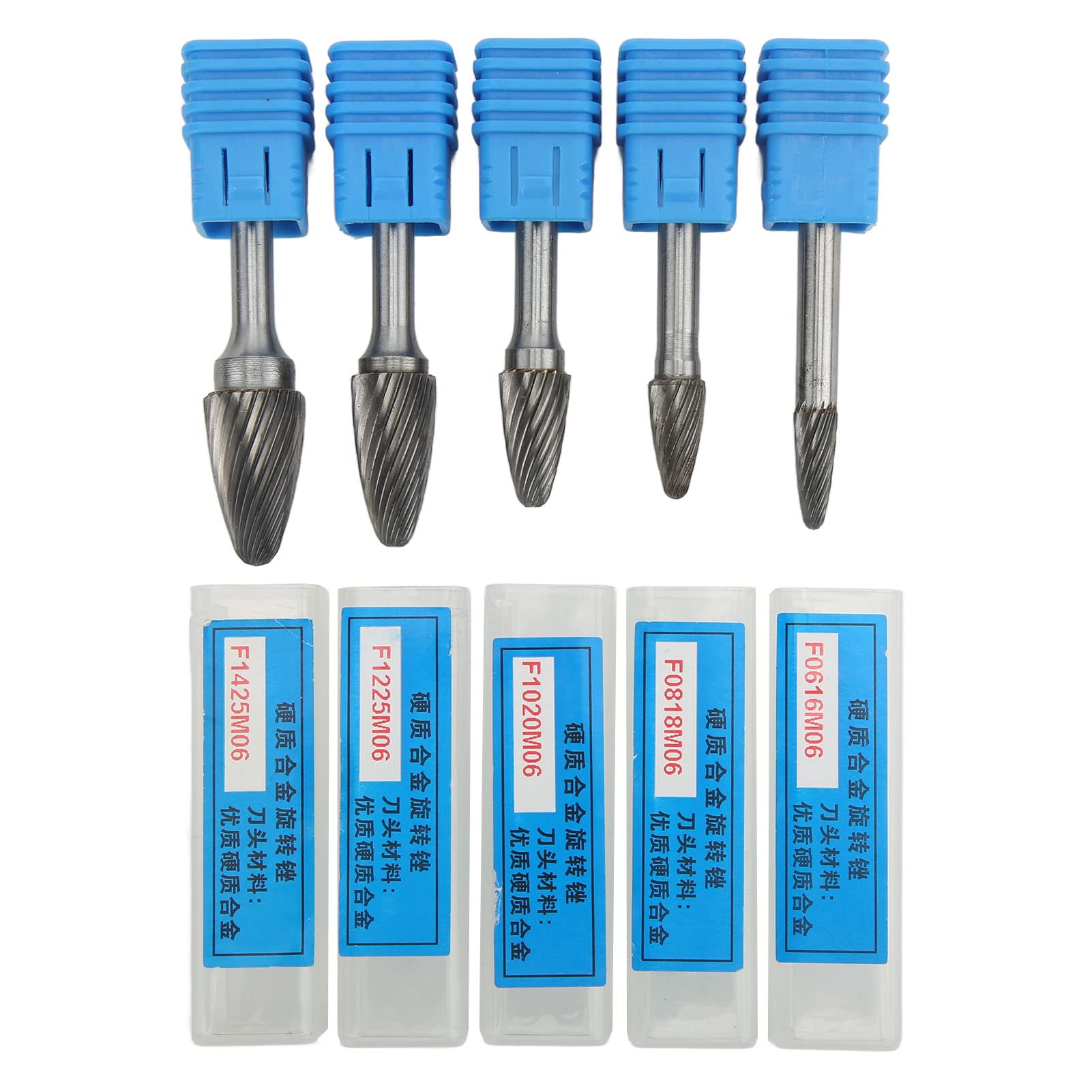 Fresas de carburo Torvex, 5 piezas Juego de fresas rotativas de corte único Brocas de amoladora de vástago de 6 mm para grabado de metal Desbarbado Pulido