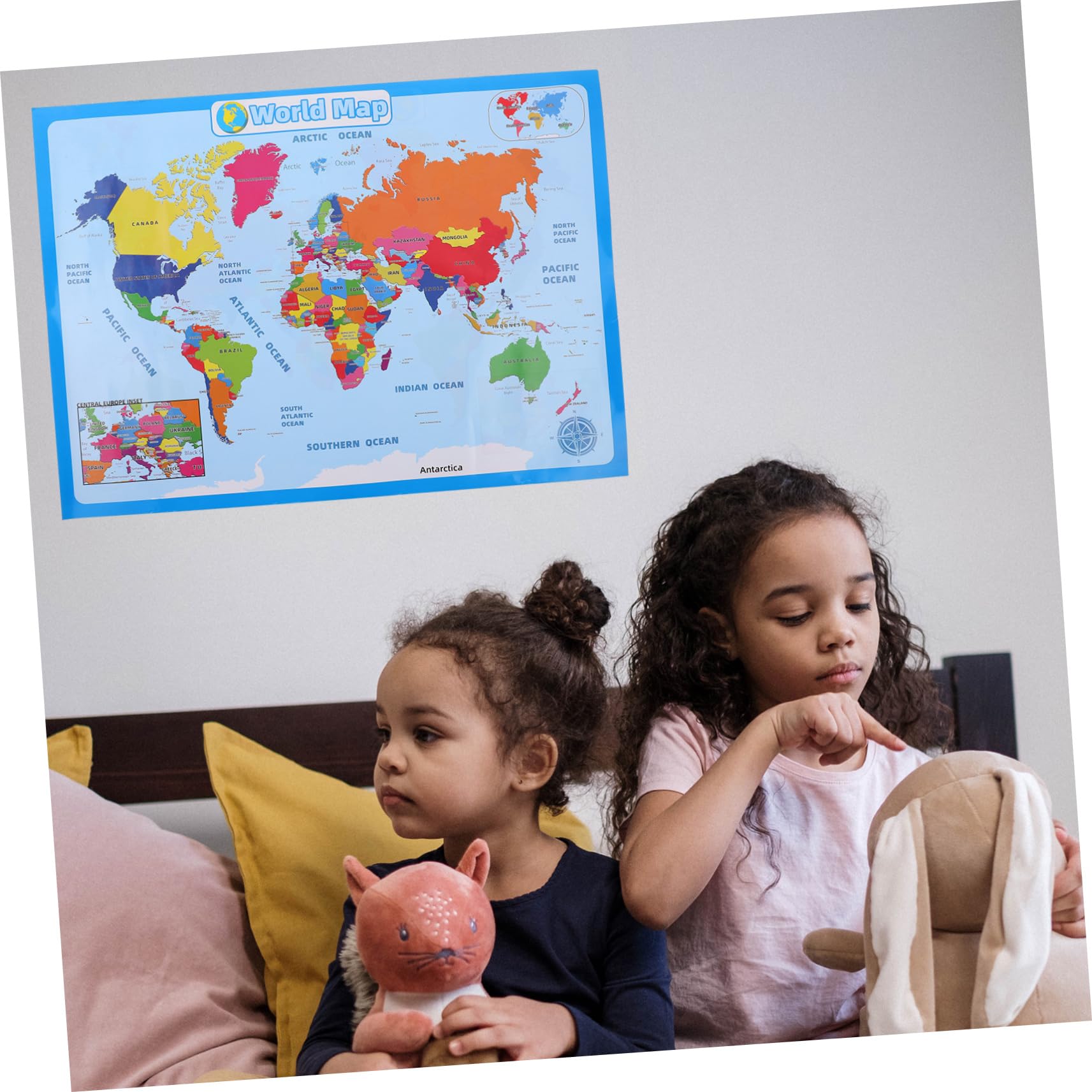 STOBOK 4blätter Weltkarte Für Mädchen Lernposter Geografischen Dekorativ Und Strapazierfähig Geeignet Für Kindergarten Schule Und Zuhause Zufälliger Stil