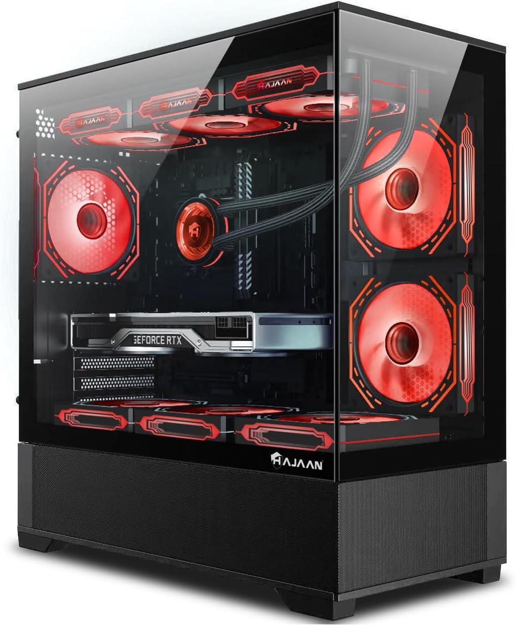 HAJAAN SuperX Gaming PC | Liquid Cooled | GeForce RTX 4070 12GB | AMD Ryzen 5 5600G | 32GB DDR4 | 1TB SSD | Windows 11 Pro | WiFi | Bluetooth - Black