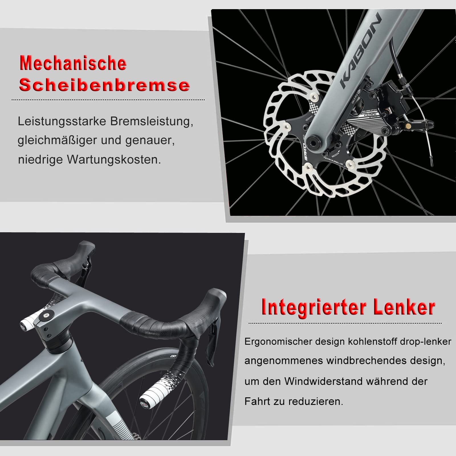 KABON Carbon Gravel Rennrad, T800 Carbon Fiber Rahmen mit Shimano Ultegra R8000 22 Gang Scheibenbremse 40C Gravel Reifen Rennrad für Unisex
