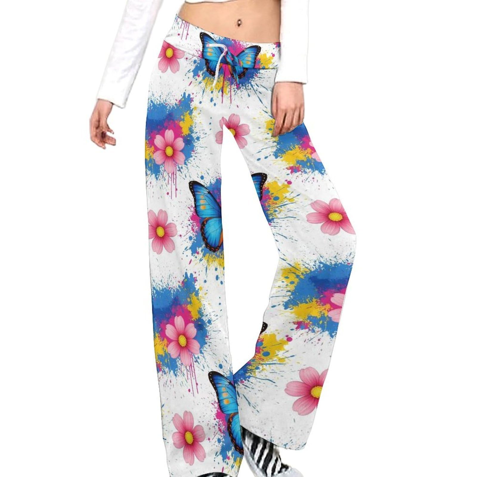 Womens Long Straight Pants Business Casual Work Pants with Drawstring Trendy Yoga Sweatpants