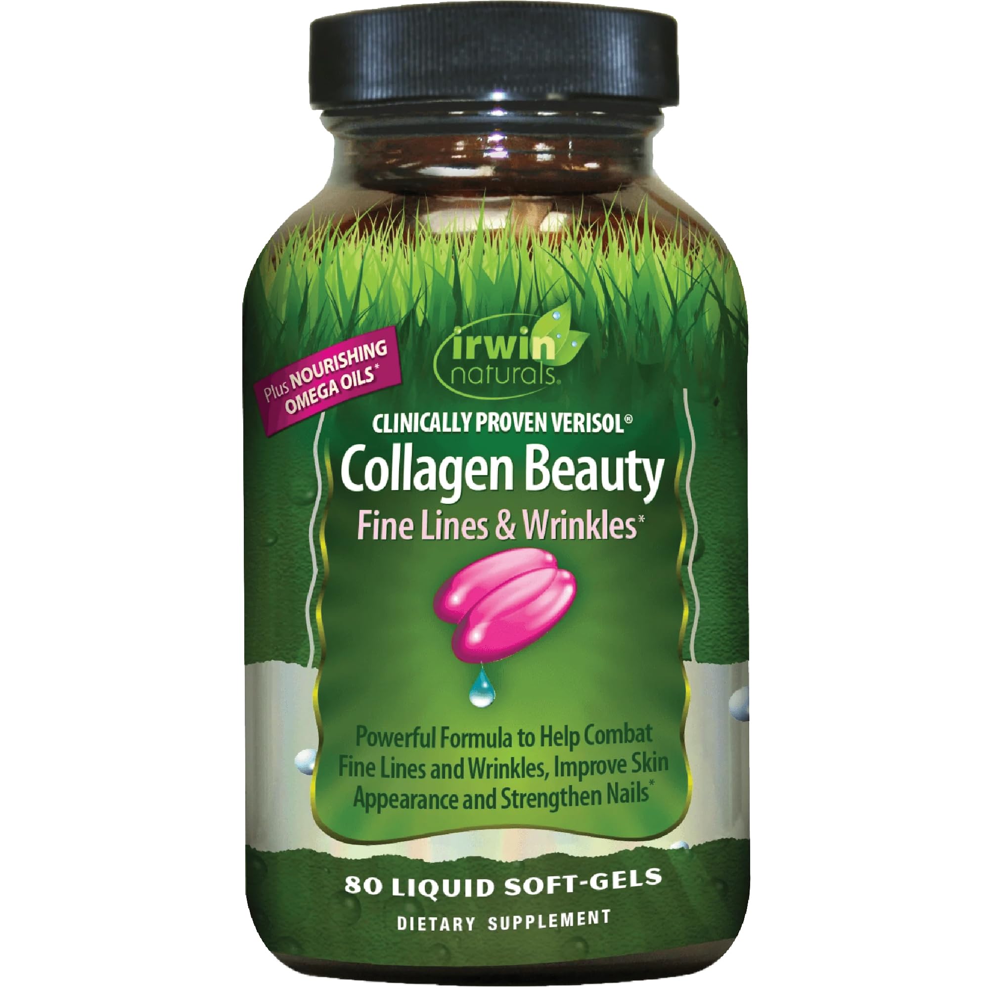 Irwin Naturals Collagen Beauty - 80 Liquid Softgels - Helps Combat Fine Lines & Wrinkles, Improves Skin Appearance & Strengthens Nails - 13 Total Servings