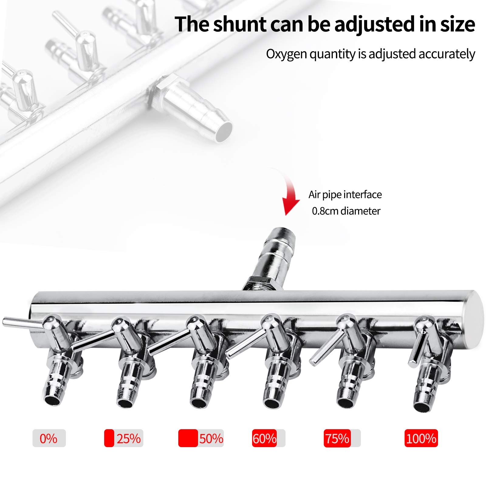 Pawfly 4-Way Aquarium Air Flow Control Valve Manifold With Check Valve And Suction Cups