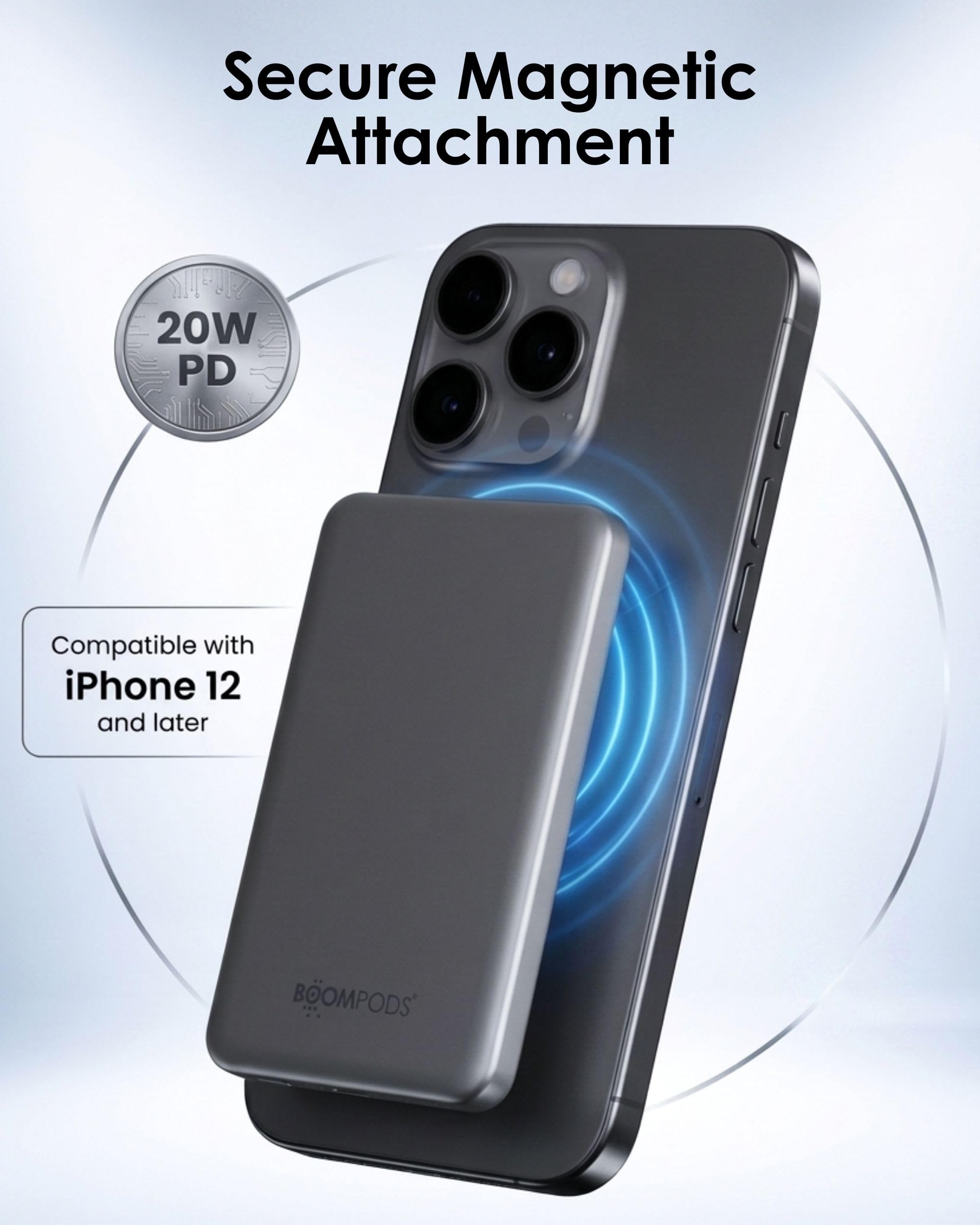 Boompods PowerSnap 5000mAh Graffite Magnetic Powerbank
