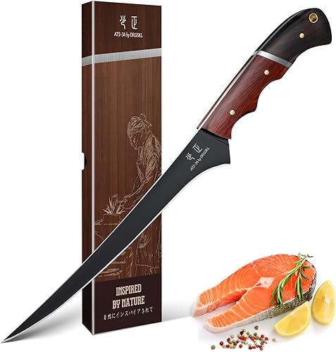 Miniatura 14 de Cuchillo de chef japonés de 8 pulgadas, cuchillo de cocina forjado a partir de una sola pieza de acero ATS-34 de alto carbono, cuchillo de cocina de