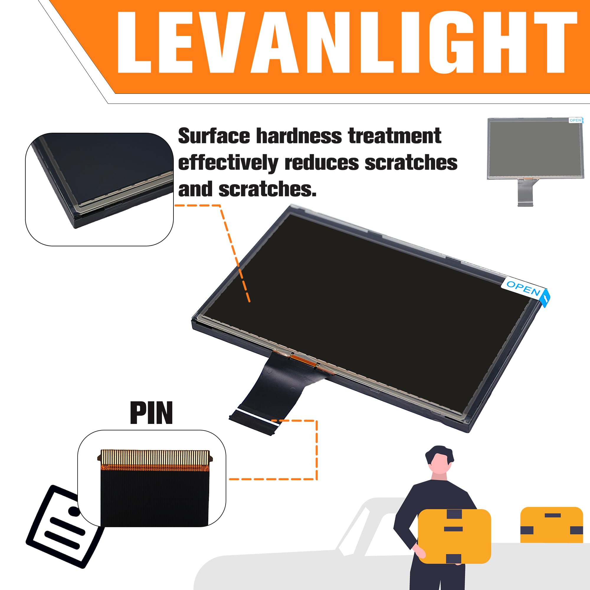 LEVANLIGHT Schermo touch screen da 7 con LCD, gruppo radio di navigazione compatibile con Jeep Compass 2017 2018 2019 2020. Sostituire # TDO- WXGA0700K00033-V2 TDO-WXGA0700K00057-V1