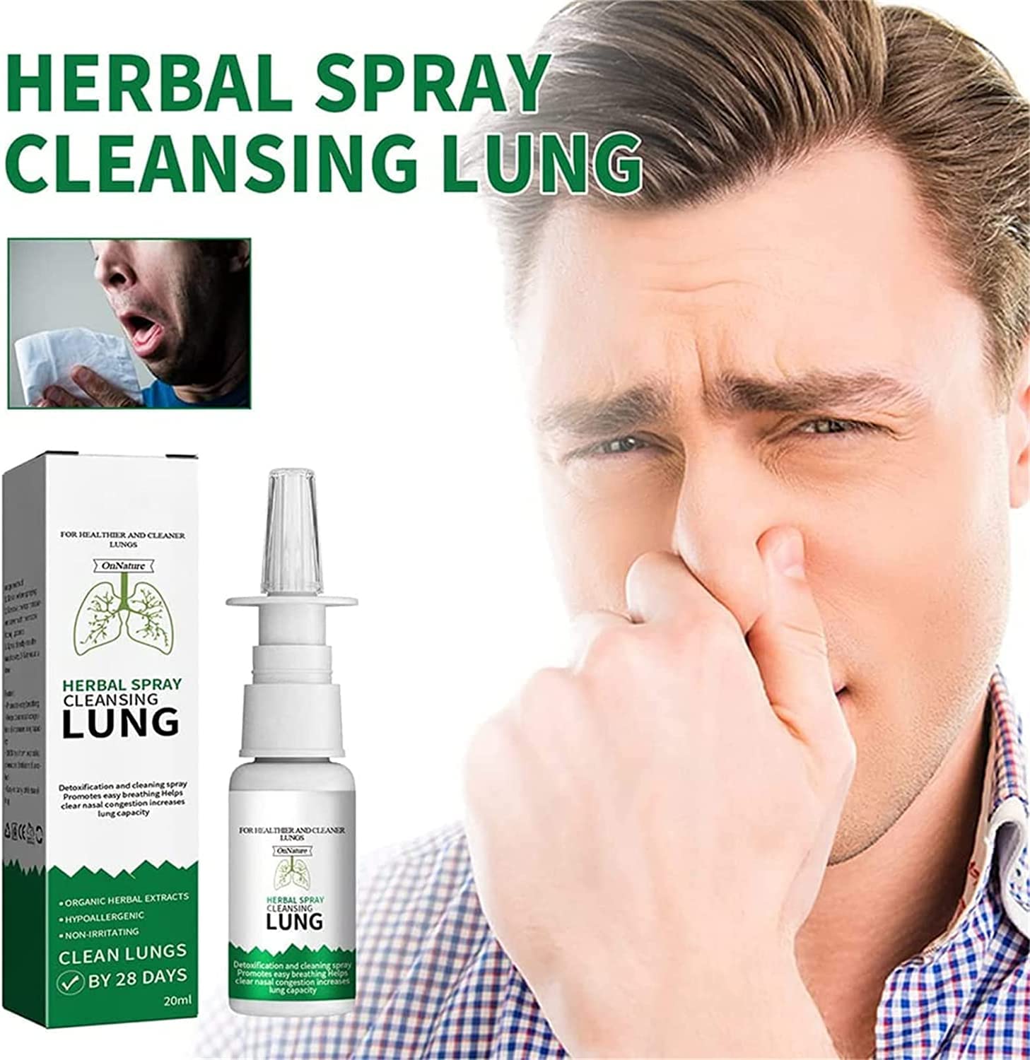 Organic Herbal Lung Cleanse and Repair Nasal Spray, Fast Acting Lung Cleanse & Detox,Relieve Nasal Congestion,Keep You Healthy (5pcs)