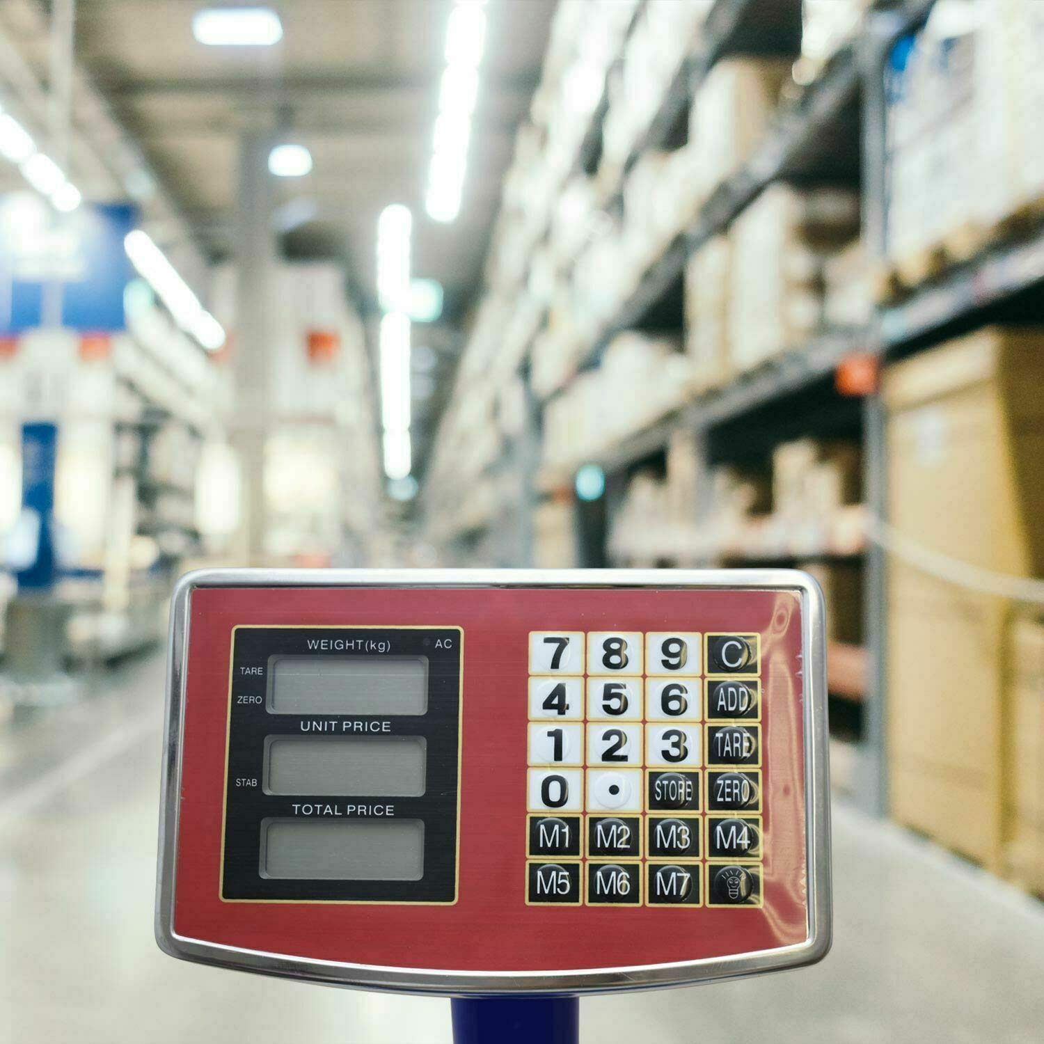REPLOOD Balance numérique électronique professionnelle avec écran 30 x 40 x 65 cm, couleur bleue, balance industrielle, pour une utilisation en magasin maison d'entreprise (100 kg)