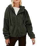 Womens Fuzzy Sherpa Fleece Jacket Zip Up Oversized Winter Warm Sweatshirt Hoodies 2025