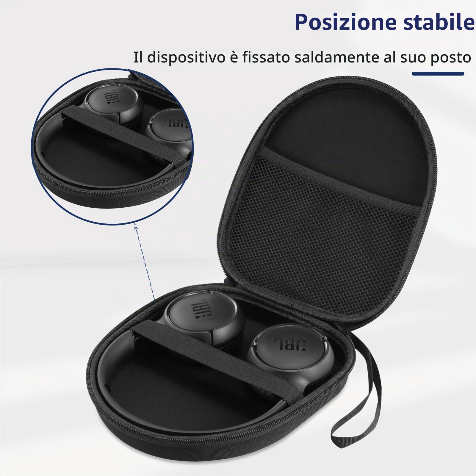 Borsa compatibile con JBL Tune 510BT 520BT 500 720 BT 770 NC 760 NC, Sony WH-CH520 WH-CH720N, cuffie wireless con cancellazione del rumore, custodia portatile per cuffie da viaggio (Nero)