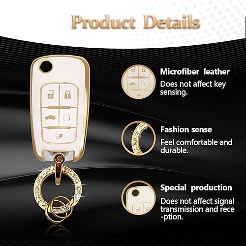 Miniatura 4 de Compatible con funda para llavero Chevy con cordón para llavero, fundas de repuesto de TPU suave para Chevrolet Buick Camaro Cruze Equinox Malibu