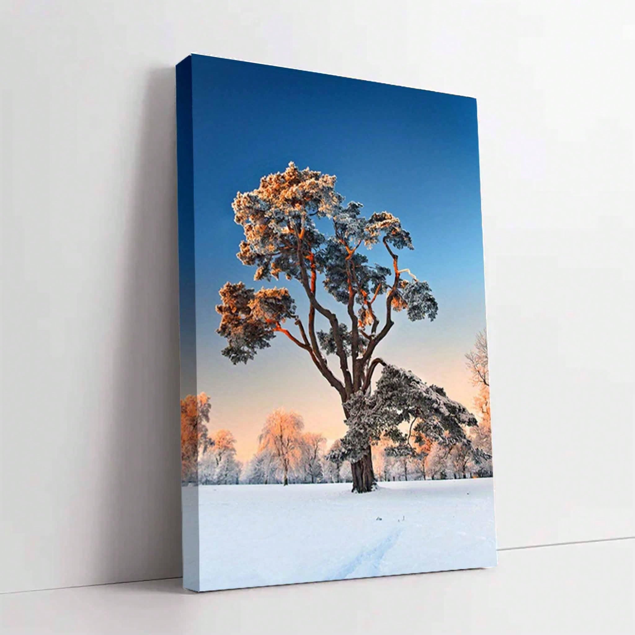 TZKBDMA Quadro su tela per la decorazione della casa: Un grande albero dall'atteggiamento unico. Decorazione murale, adatto per soggiorni e camere da letto (80x120 cm/cornice interna).