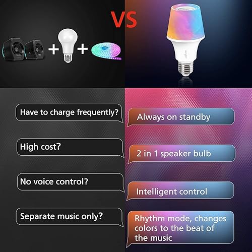 Miniatura 5 de Sengled Solo RGBW Bluetooth Bombilla Altavoz Multi Color Cambio Bombilla LED 60W Equivalente Regulable App Controlada E26 Bombilla de Música