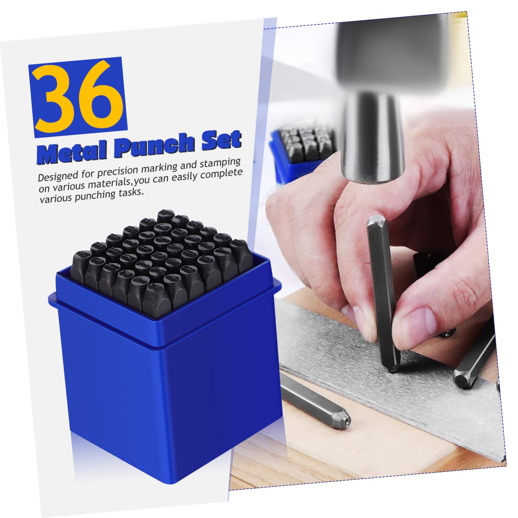SHINEOFI Stamp Puncher de Punzón de Metal para Estampación Sellos de Marcado de Números y Sello Metálico Letras en Acero al Carbono para Talleres y Joyería