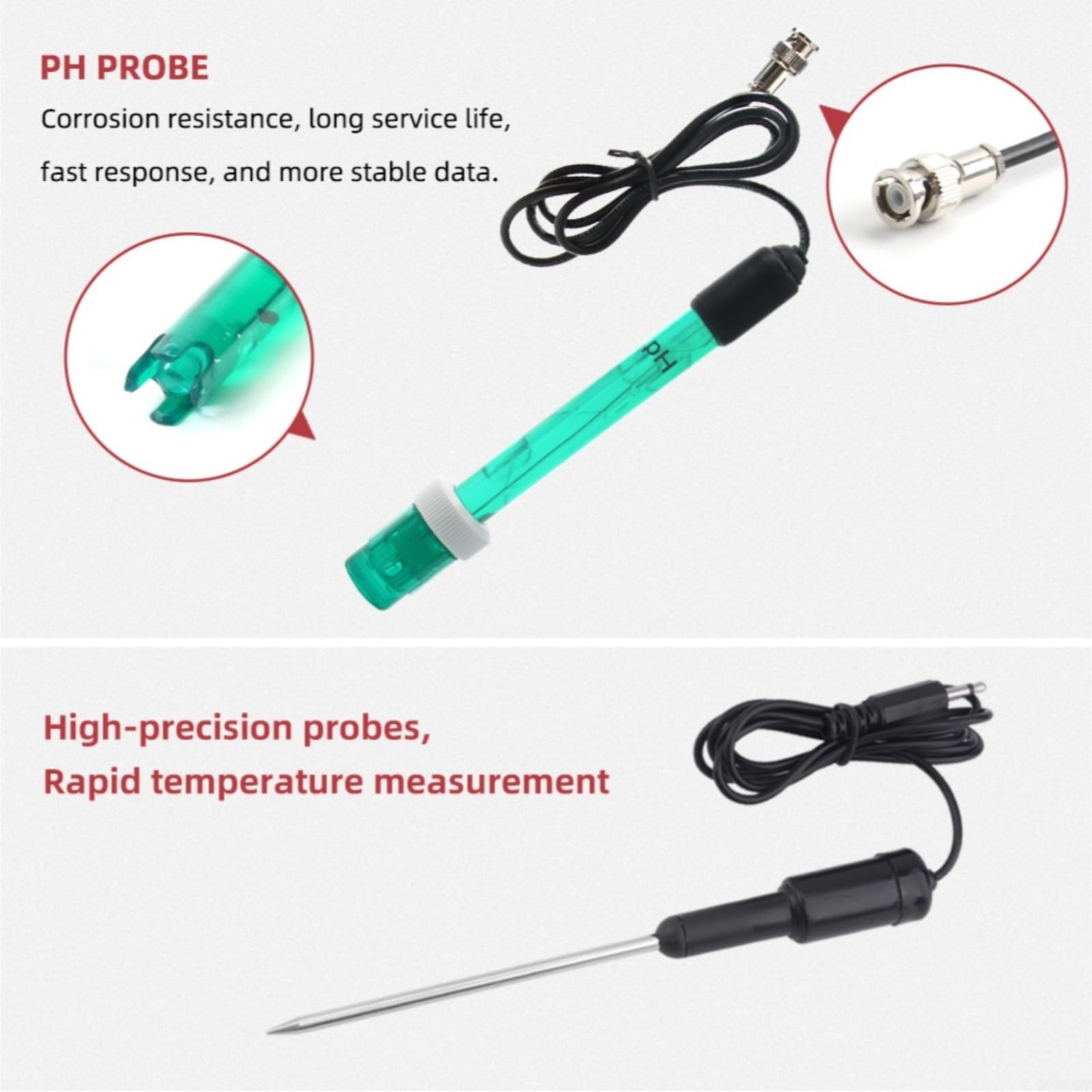 Tester di pH e temperatura 2 in 1 per monitoraggio dell'acqua acquatica, penna di prova dell'acqua ad alta precisione con display LCD, compensazione automatica della temperatura