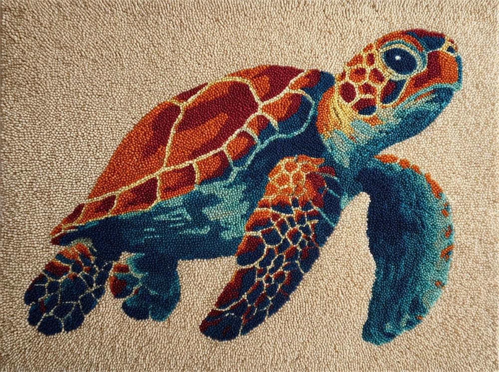 FWRTYCB DIY Crochet Carpet Kit Sea Turtle 20X15Inch Carpet Making Kit