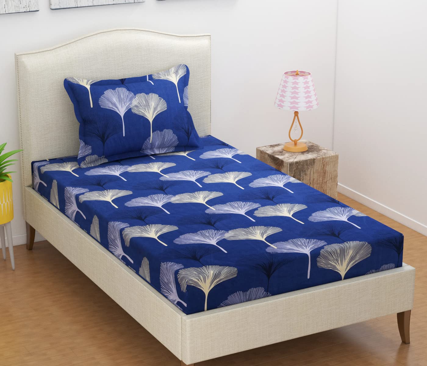 BSB HOME Glace Cotton 3D Printed Single Bedsheet Without Pillow Cover