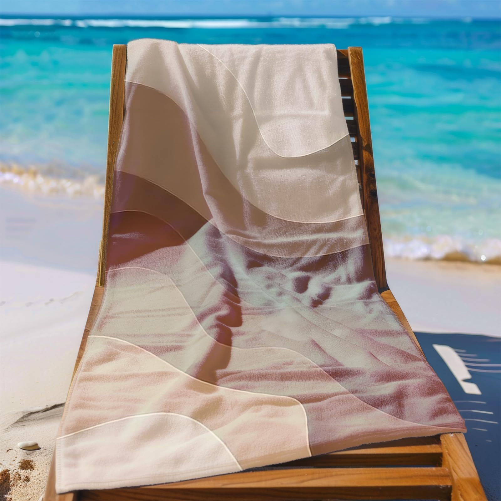 Genérico Toalla Playa Grande Patrón Marrón Claro Microfibra Secado Rápido Oversize Toalla Sin Arena Súper Ligera Piscina Camping Picnic Yoga Gimnasio Y Deportes Viaje