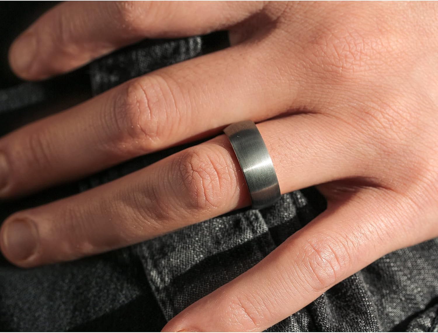 Kobelli 8mm Gun Metal Brushed Finish Men's Band