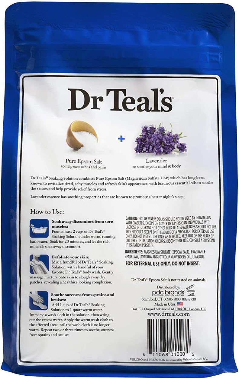Dr. Teal's Epsom Salt - Muscle Recovery Soak - Whole Body Relief with Arnica, Menthol, Eucalyptus - 2.5lb Bag (Pack of 3)