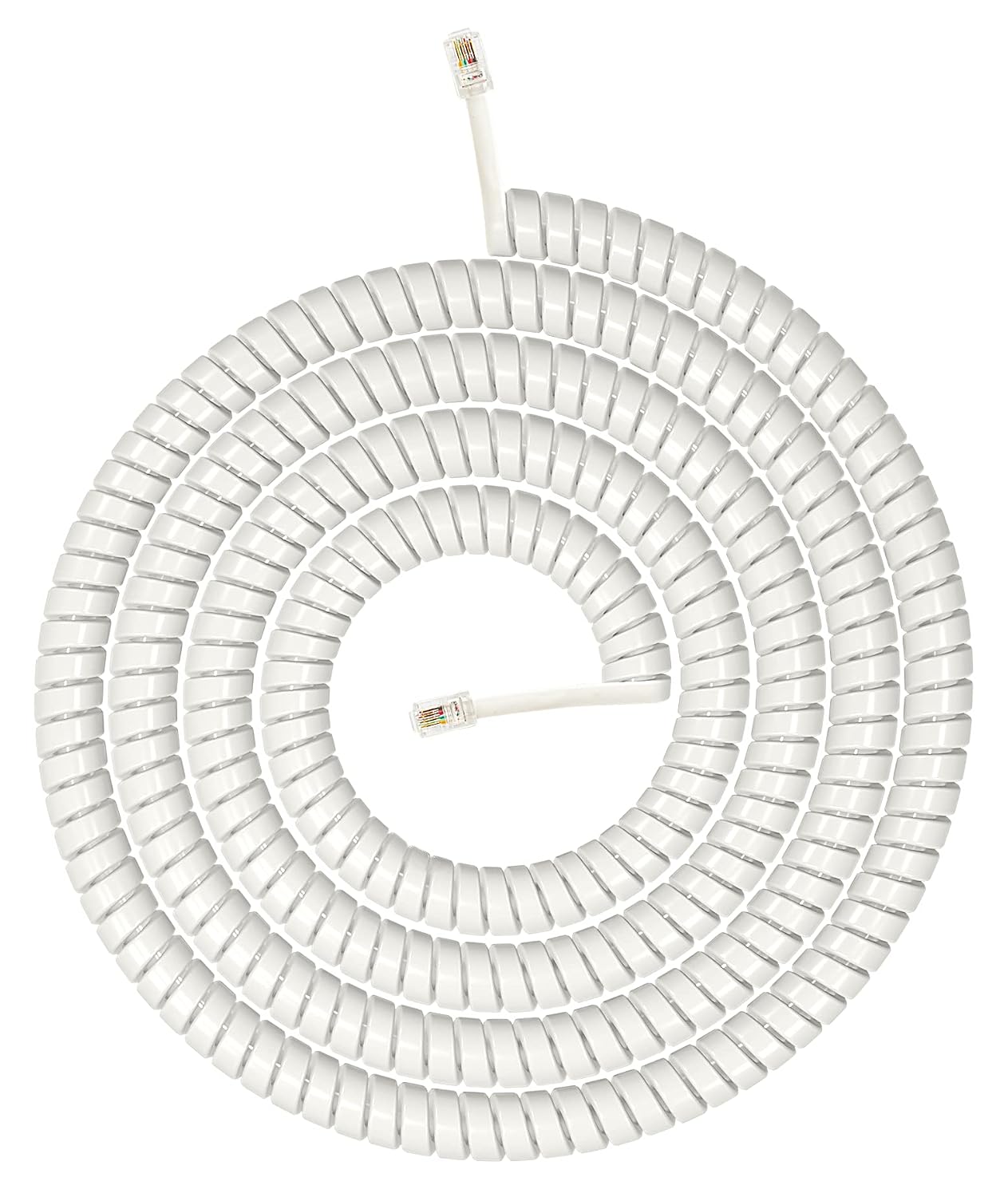 RamPro Telephone Cord, Phone Cord - Copper Coiled, Tangle-Free, Excellent Sound Quality, Handset Cable for Landline in Home or Office 25 Ft White