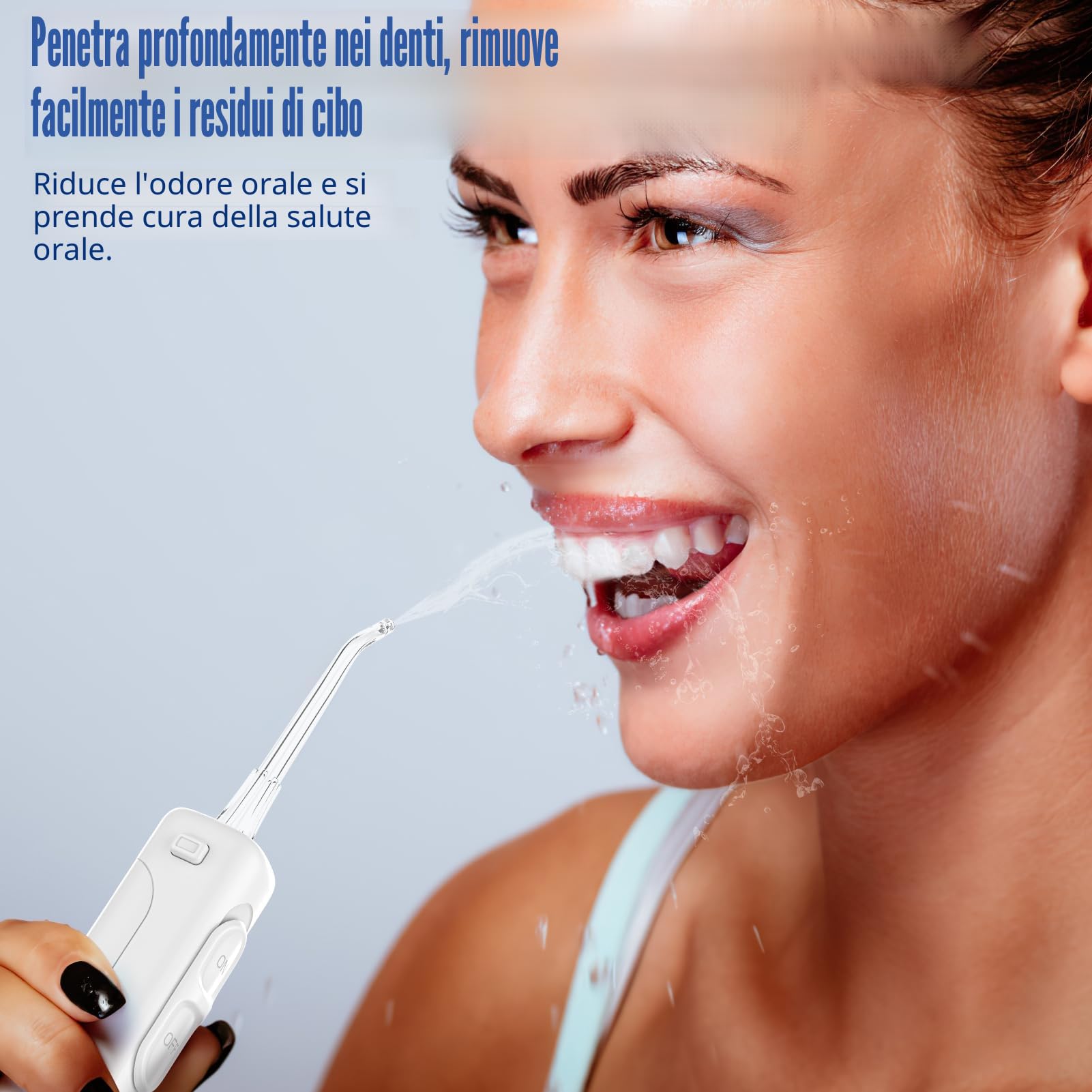 Sawgmore Idropulsore Dentale, Irrigatore Orale con 5 Ugelli Multifunzione, 10 Valori Nominali di Pressione Dell'acqua Regolabili, Capacità di 600ML per Cura Famiglia Cura Dentale (Bianco)