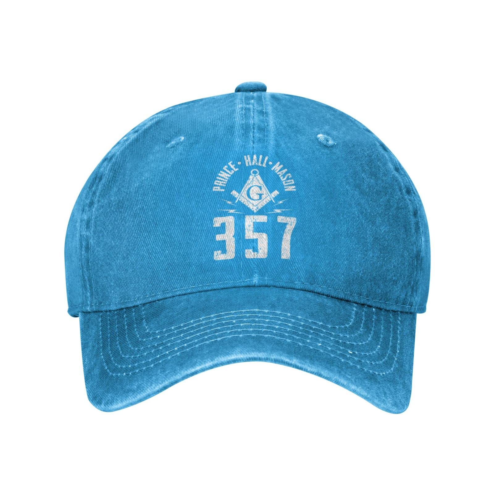KATAKUPrince Hall Mason 357 Masonic Masonic Blue Men Baseball Cap Vintage Washed Distressed Sun Golf Cowboy Dad Trucker Hat