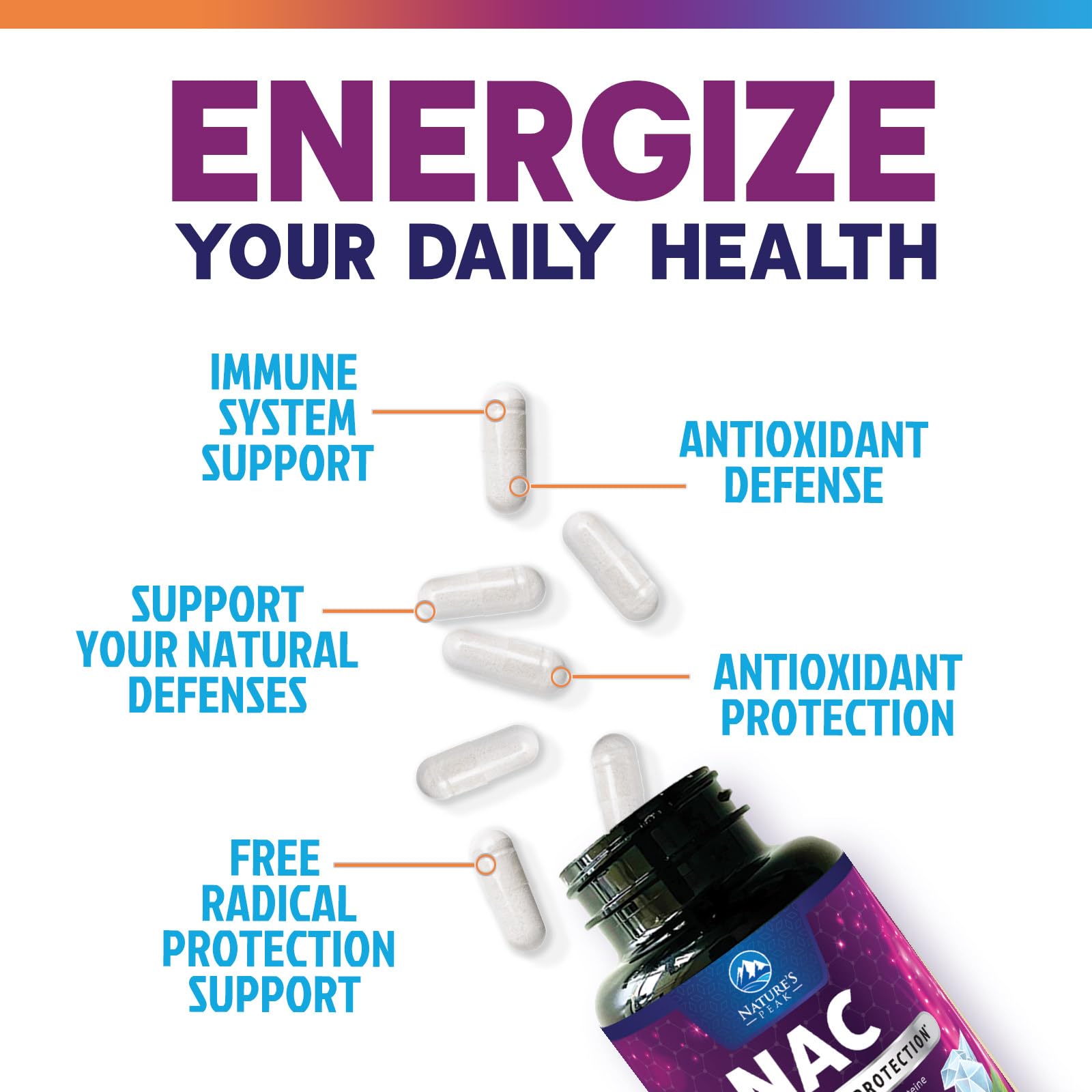 N-Acetyl-L-Cysteine (NAC) Supplement - 1200mg Free-Form NAC - Powerful Antioxidant Fights Free-Radicals - Daily Immune, Liver & Respiratory Support - Vegan, Gluten Free, Bottled in USA - 120 Capsules — Amazon image 6