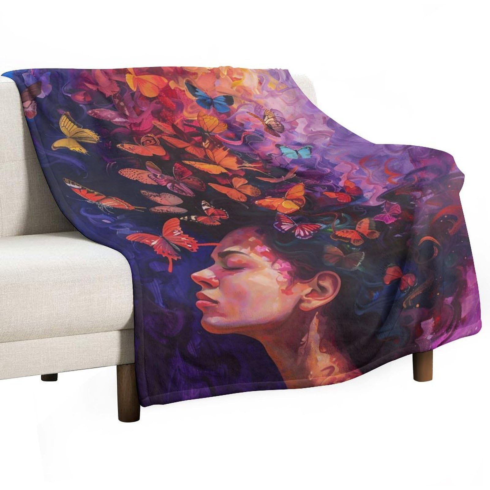YHGSREUOH Butterfly Goddess Surreal Woman 03 Flannel Blankets Fleece Soft Throw Lightweight Plush Gifts for Couch, Bed, Cozy Sofa Plush, Chair, Lovers 80x100cm(30x40in)