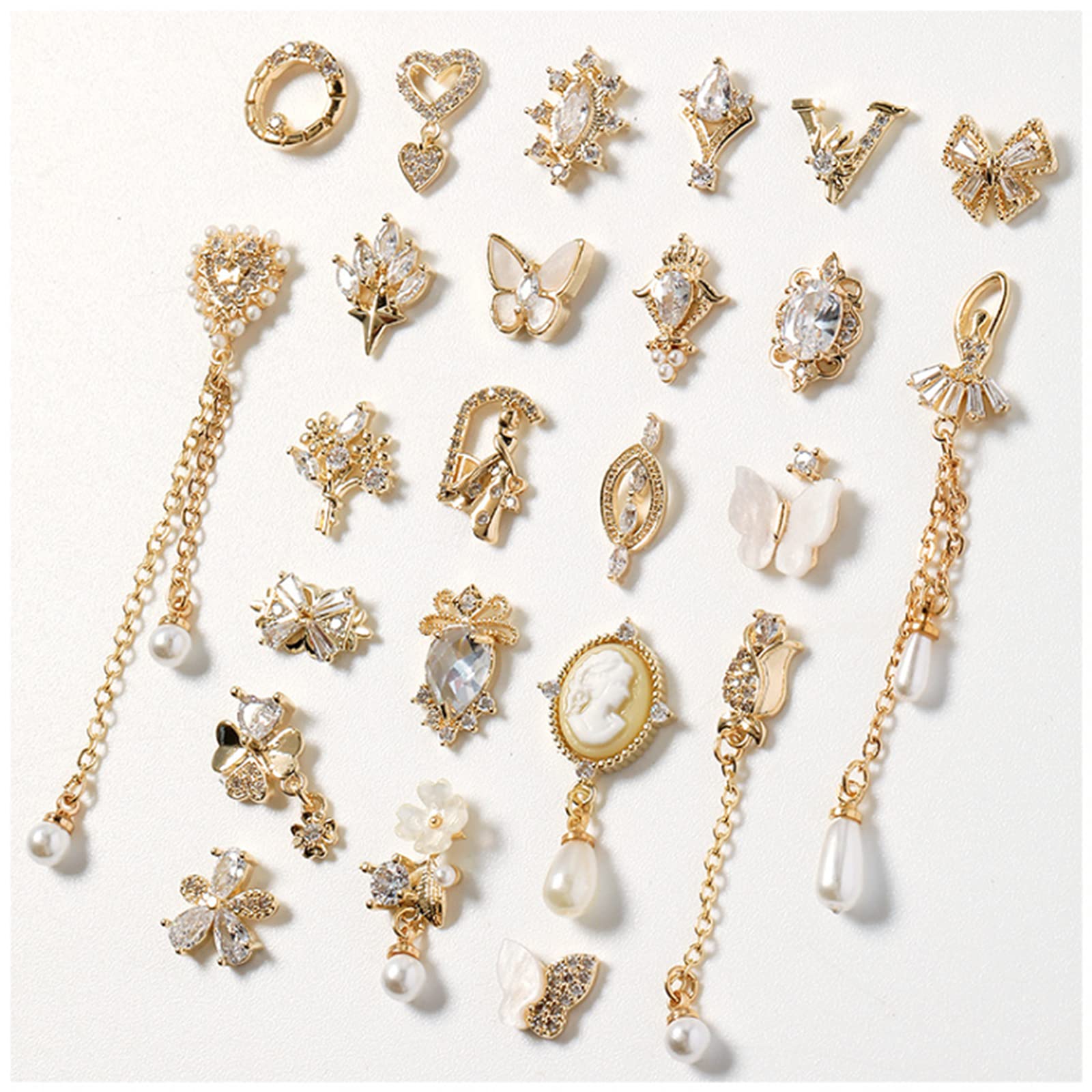 24 pezzi 3D metallo zircone nail art gioielli giapponesi decorazioni per unghie alta qualità zircone cristallo manicure fiocco strass charms