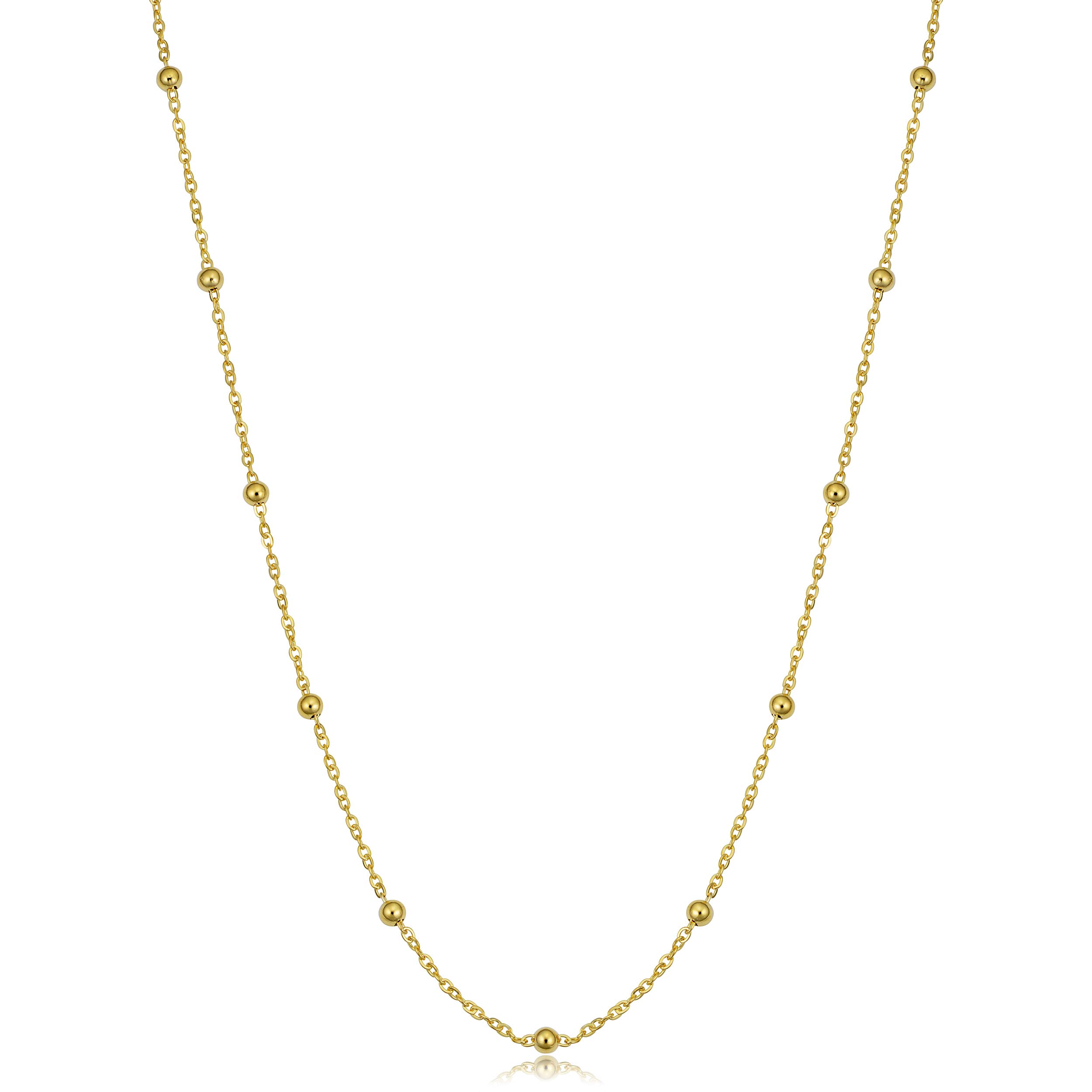 Kooljewelry14k Yellow Gold Round Beads Station Necklace