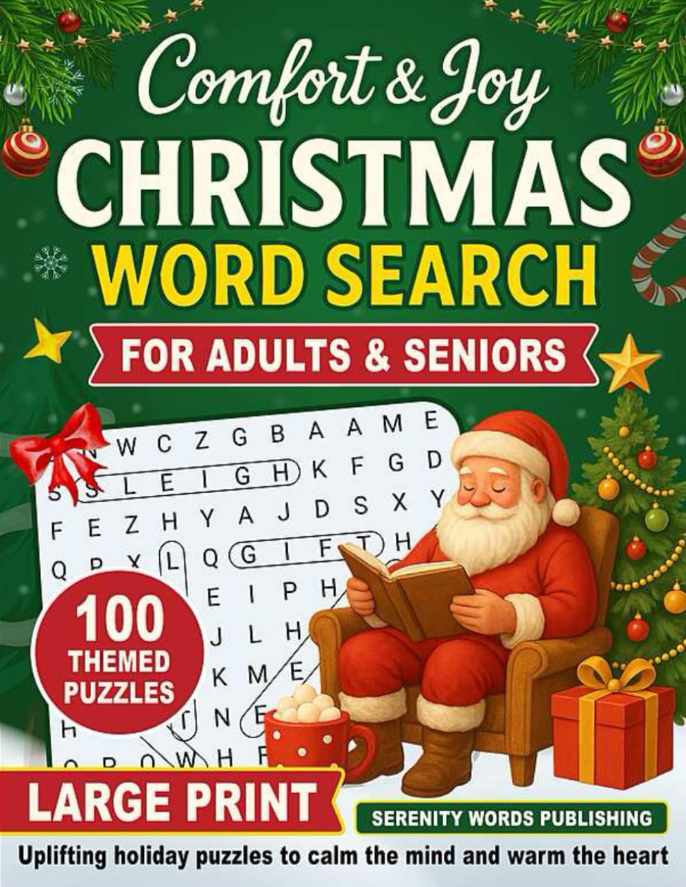 Comfort & Joy Christmas Word Search: Cozy, Calm, and Festive Puzzles for Adults & Seniors: Festive Word Searches for Memory, Focus, and Fun with 2100 words
