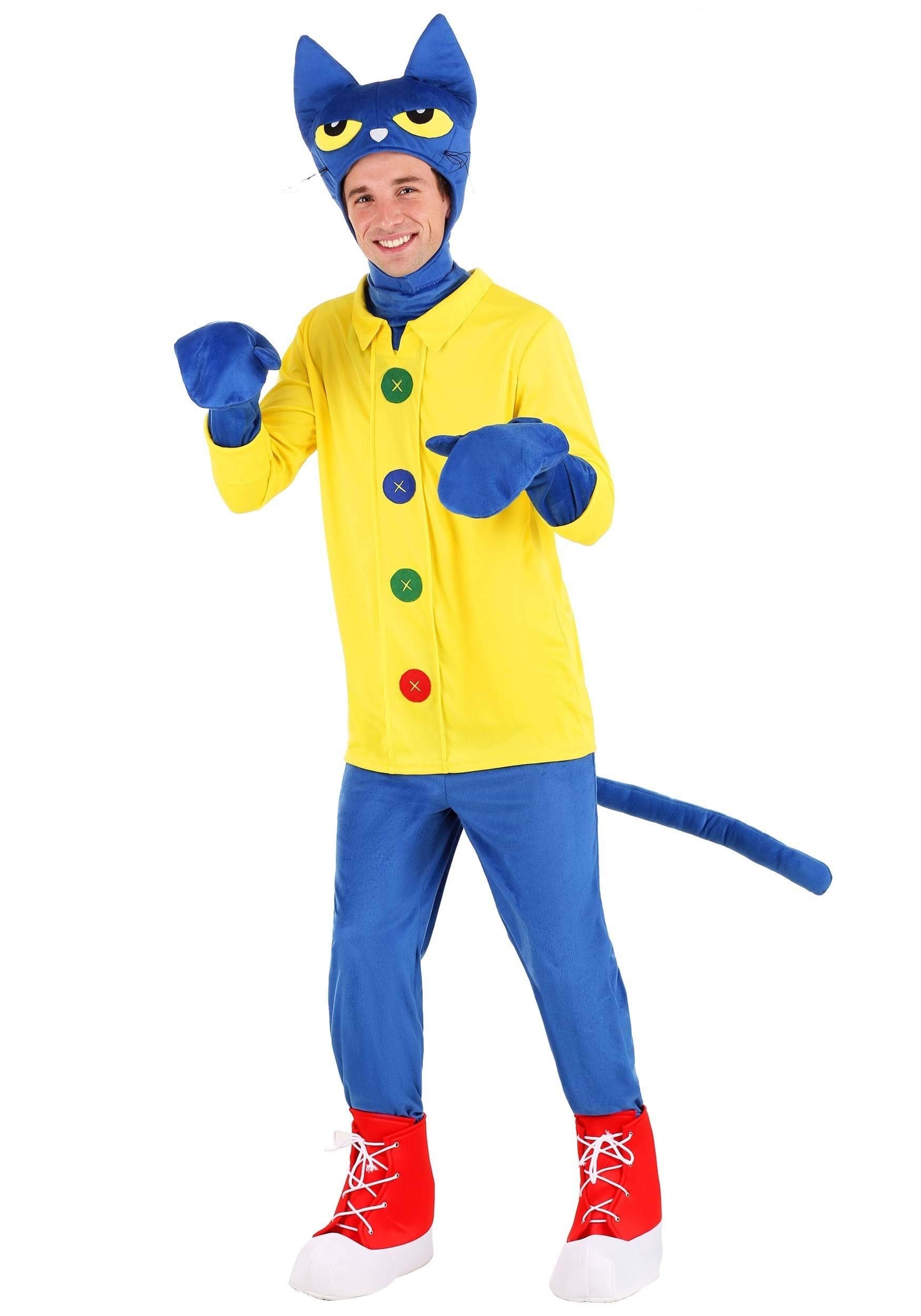Adult Pete the Cat Costume, Men's Pete the Cat Halloween Costume, Groovy Pete the Cat Outfit