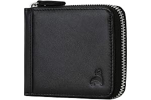 Slim Zipper Wallets for Men with RFID Blocking Leather