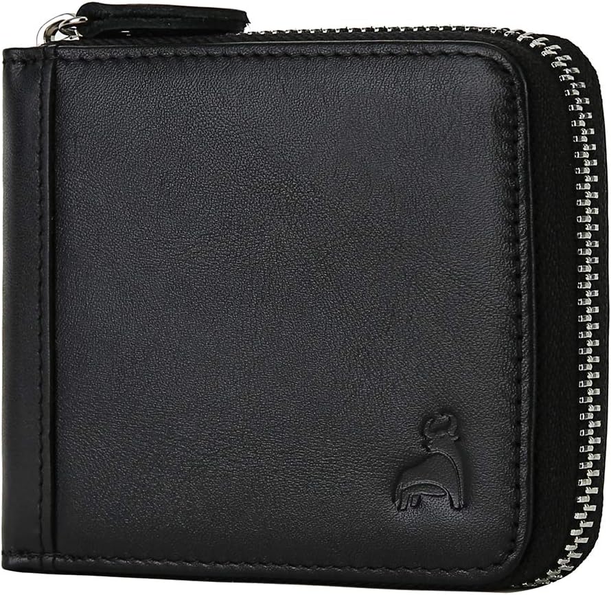Slim Zipper Wallets For Men RFID Leather Mens Bifold Creidt Card Holder Zip Around Wallet With Coin Pocket