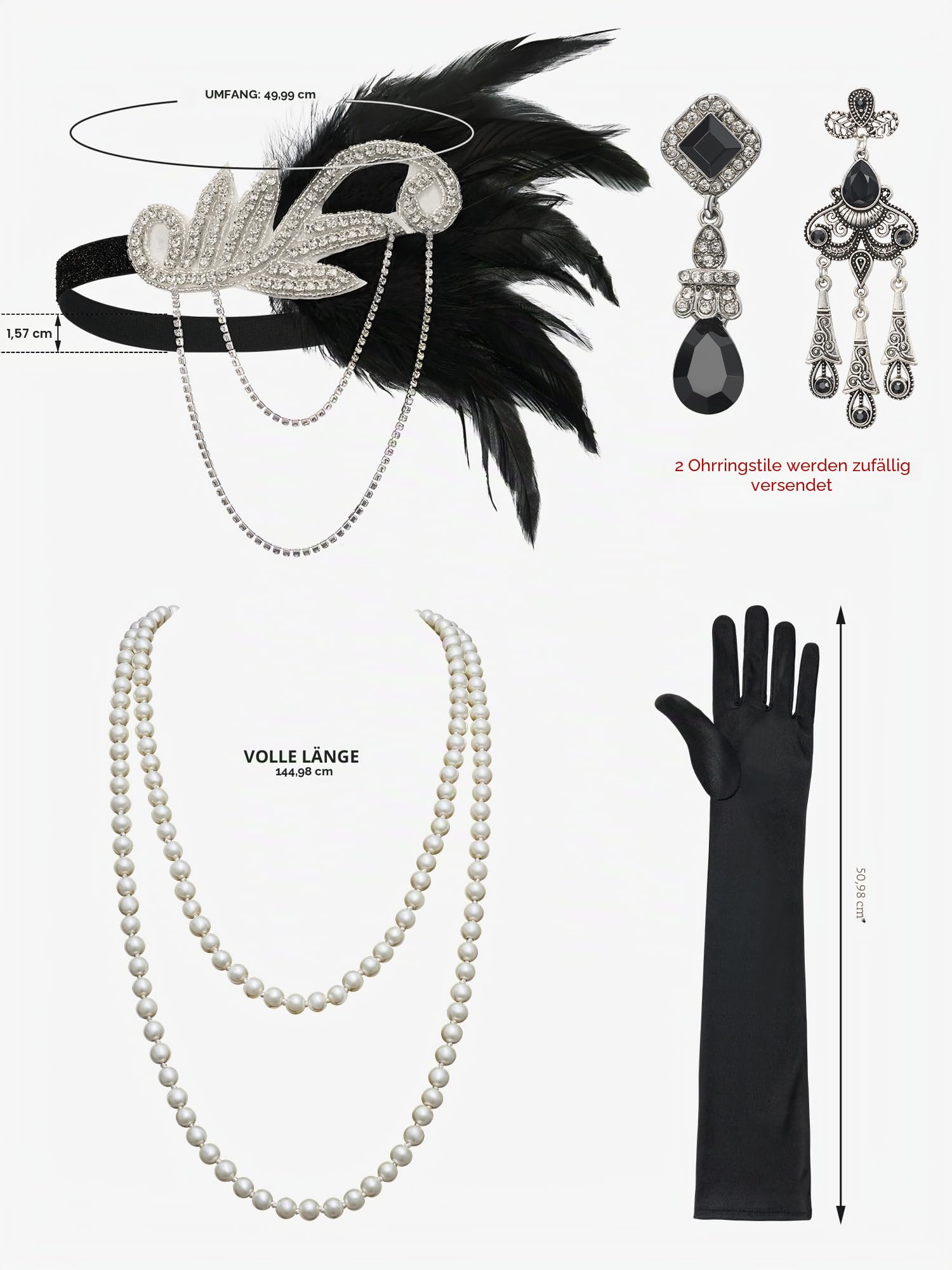YESSA 20er Jahre Kostüm Damen, Gatsby Kleid Damen mit 20er Jahre Kleid Accessoires, Charleston Flapper outfit
