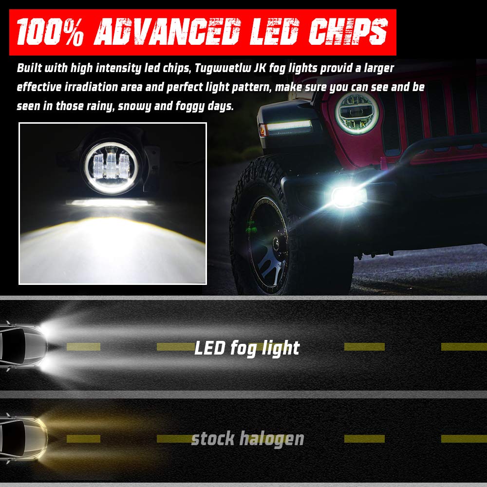 Amazon | Tugwuetlwu 4インチ ラウンド LED フォグライト ジープ 2018