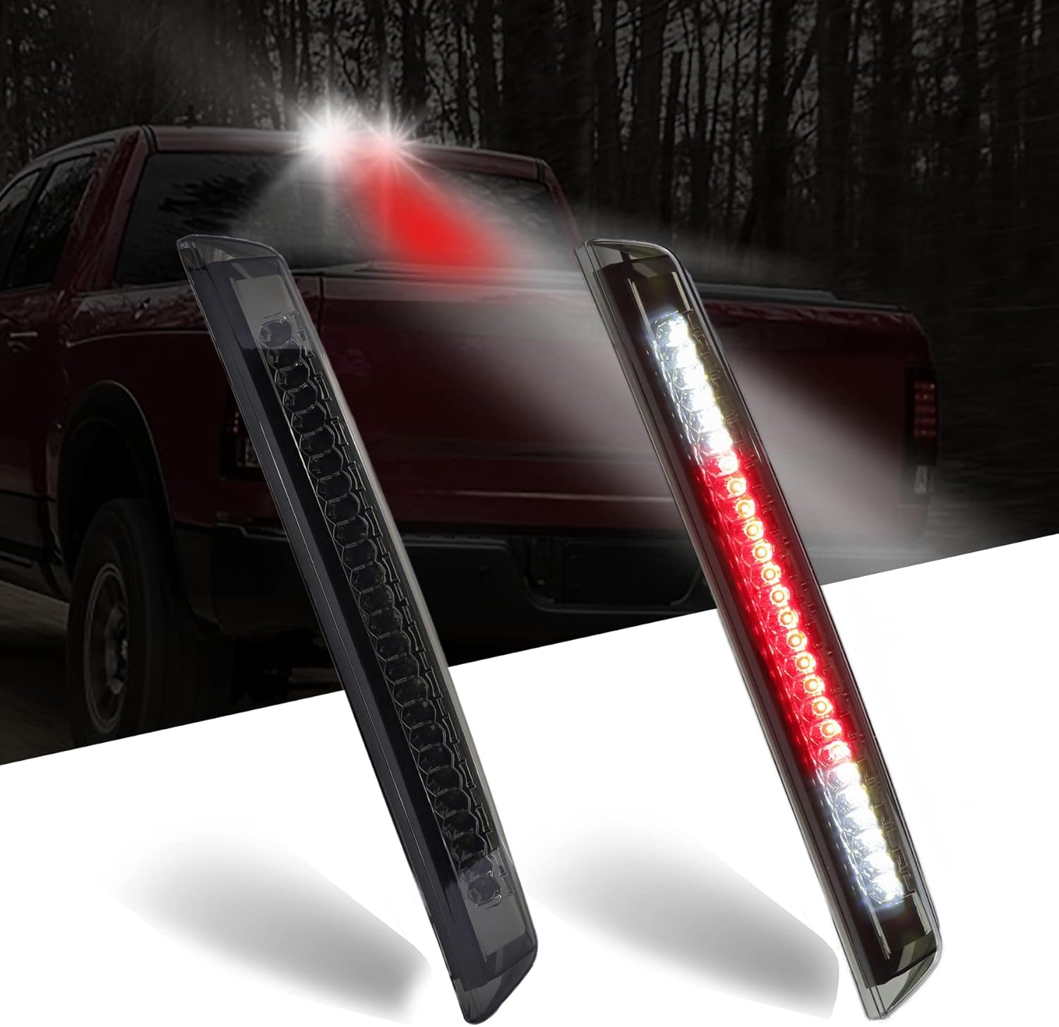 Third Brake Light Assembly High Mount Stop Light Cargo Lamp/Waterproof Gasket Fit for Nissan Titan 2004-2015 26590-7S200, Fit for Nissan Frontier 2005-2016 26590-EA800 (Smoke Lens)