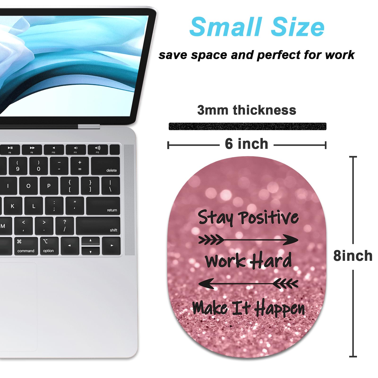 Rimilak Kleines Mauspad, 15,2 x 20,3 cm, nimmt Platz für Handgelenk und Maus, wasserdicht, kompakt, Mini-Mauspad für Laptop, Computer, kabellose Maus, Tastatur, Zuhause, Büro, Reisen, harte Arbeit