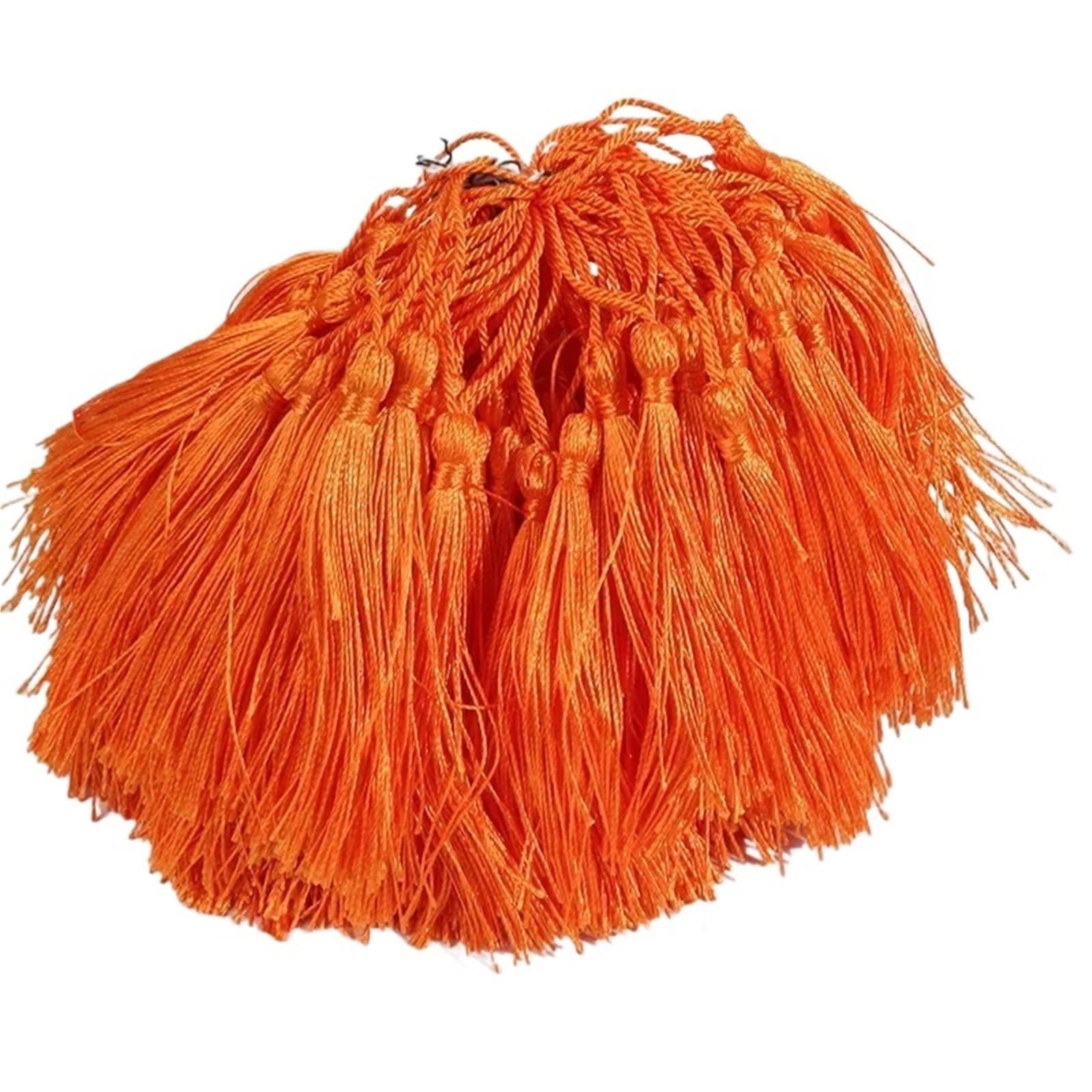 Mini Tassels 200Pcs 13cm Tassels Bookmark Tassels Silky Handmade Soft Craft Mini Tassels for Bookmarks Trim Fringe DIY Crafts Jewelry Making for Crafts(63A orange)