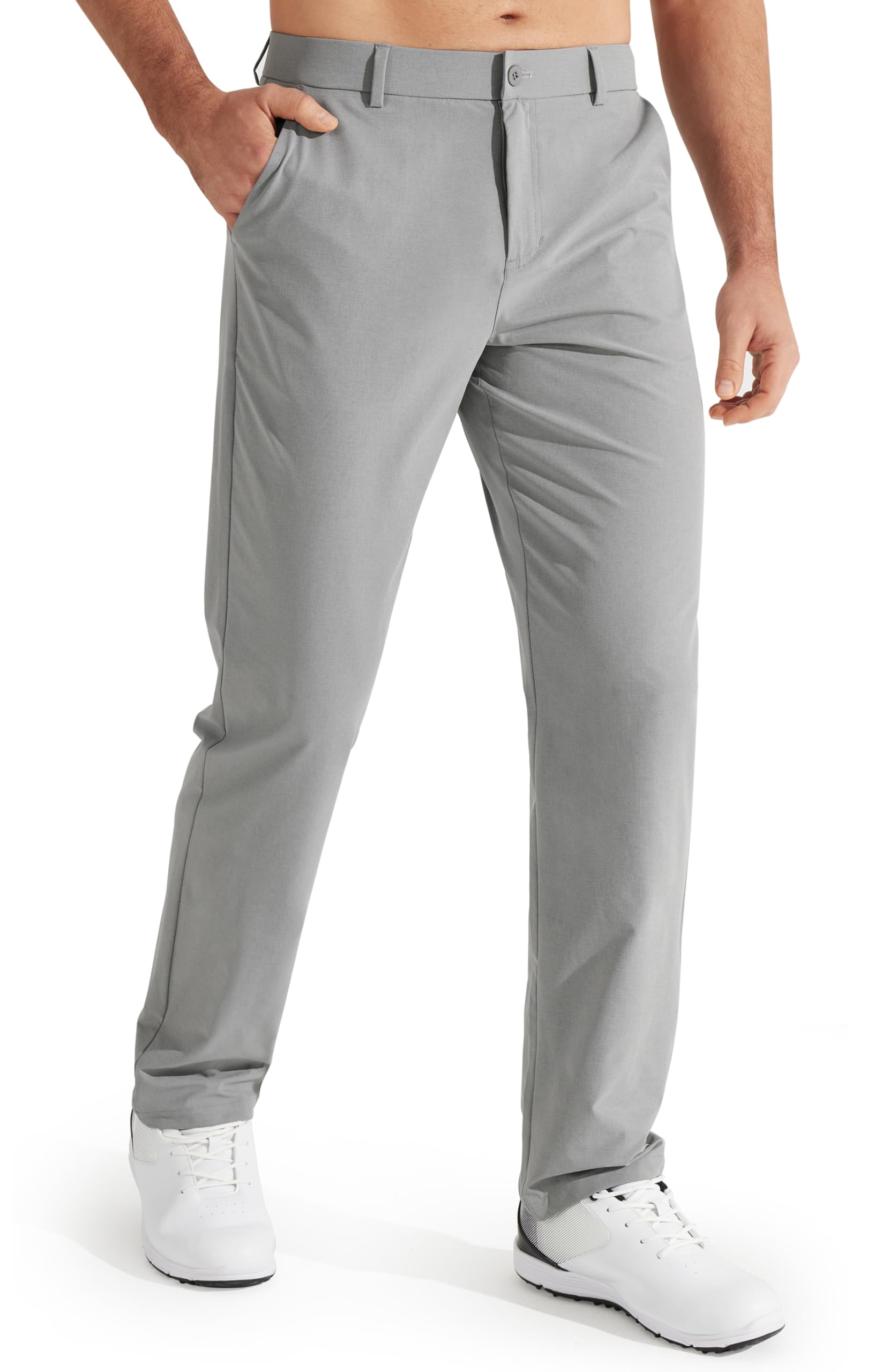 Mens Golf Pants Stretch Work Dress Pants 30"/32"/34" Quick Dry Lightweight Casual Comfy Trousers with Pockets