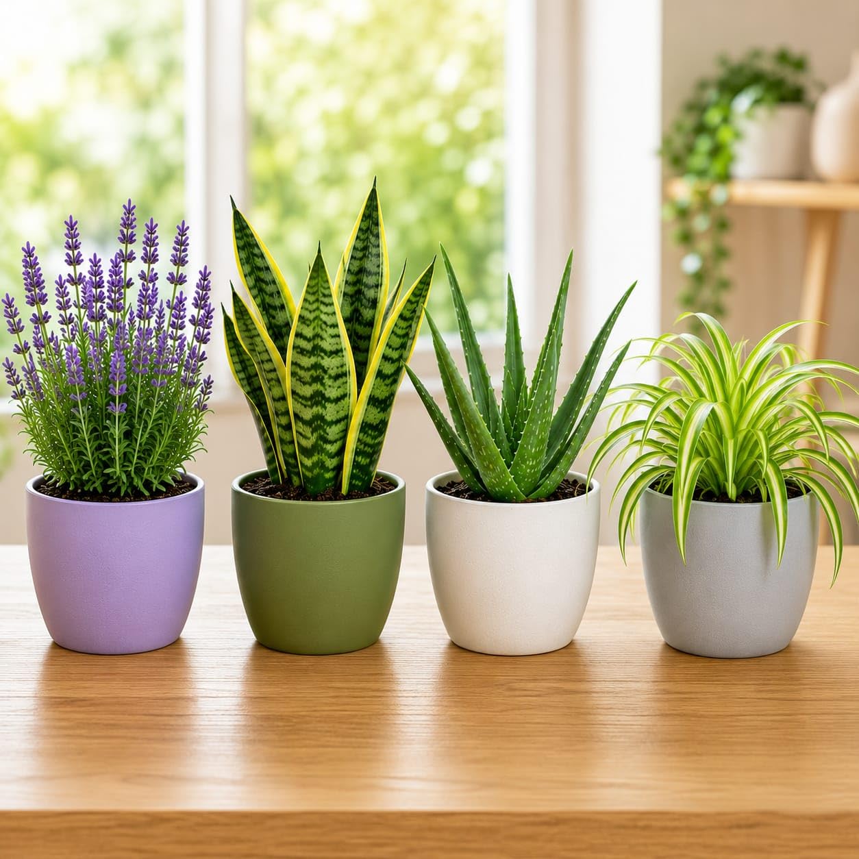 UGAOO BHARAT Air Purifying Live Plants Combo Pack of 4 | Snake Plant, Aloe Vera, Spider Plant & Lavender, Indoor & Outdoor, Air Purifying-image-16