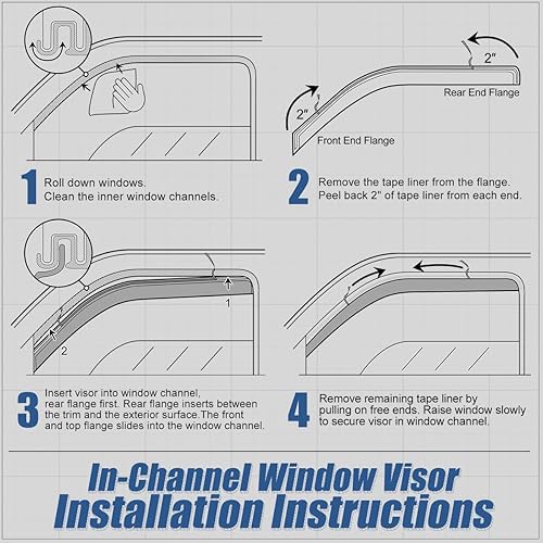 Vista 42 de Auto Dynasty 4 viseras adhesivas para ventana compatibles con Ford Taurus 2010, 2011, 2102, 2013, 2014, 2015, 2016, Ford Taurus 2010-2016