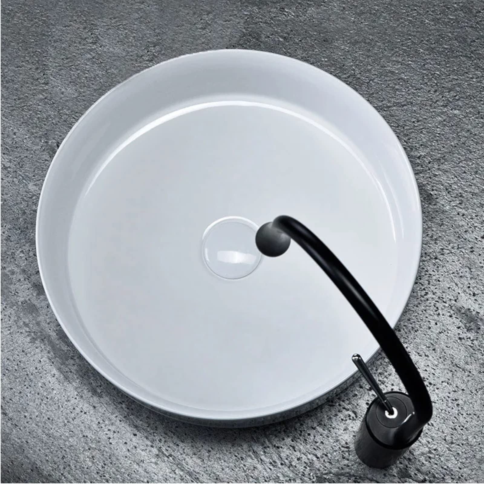 VBChome Waschbecken 45 x 45 cm Keramik Weiß Runden ohne Hahnloch Kleine Waschtisch Handwaschbecken Aufsatzwaschbecken Waschschale Gäste WC