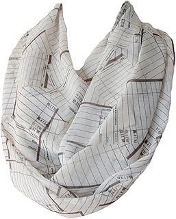 Etwoa Vintage Library Cards Infinity Circle Loop Scarf (Yellow)