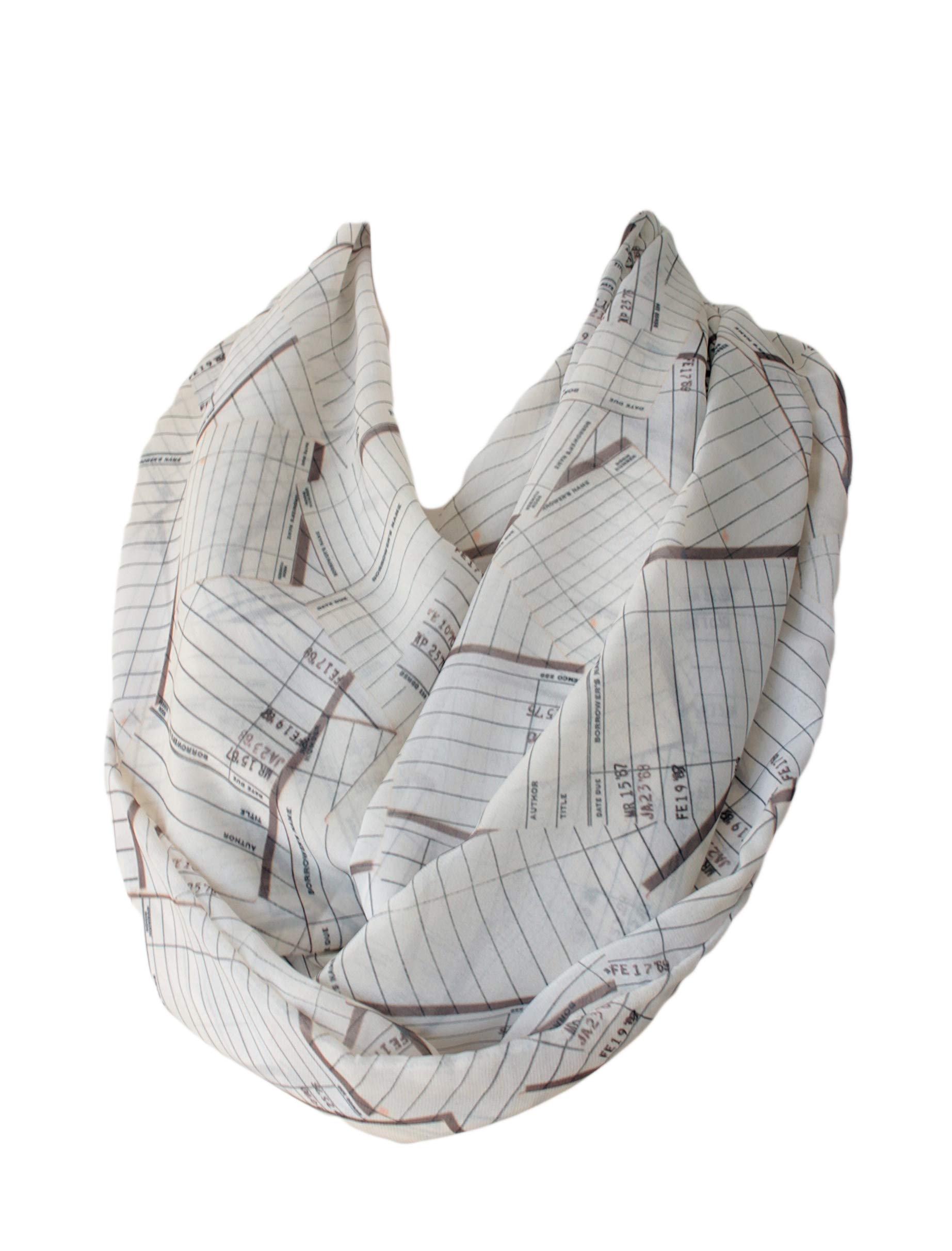 Etwoa's Vintage Library Cards Infinity Circle Loop Scarf - Yellow - Large