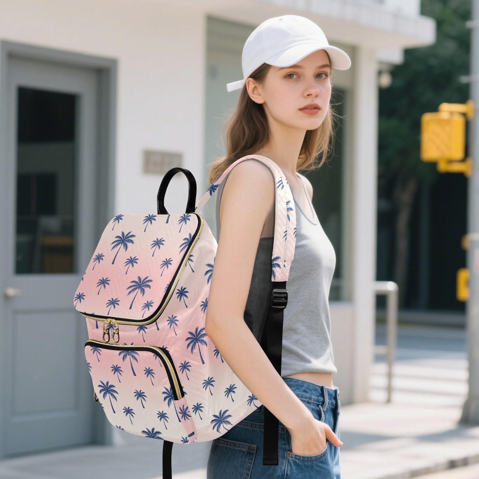 Zaino da donna, 15 l, alla moda, morbido, leggero, adatto a tutti gli abbinamenti | Materiale trapuntato antiusura forma flessibile multi cerniera stoccaggio per le signore viaggio sport gite quotidiane