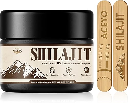 Resina Shilajit pura de 1.76 oz de ácido fúlvico orgánico y más de 85 minerales traza suplemento natural Shilajit Suplemento Focus Boost Energía