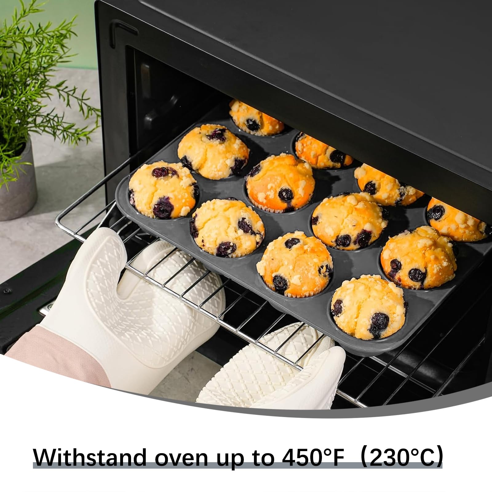 Stampo per muffin in silicone - Rivestimento antiaderente - Con manico - Per cupcake, brownies, torte, budini