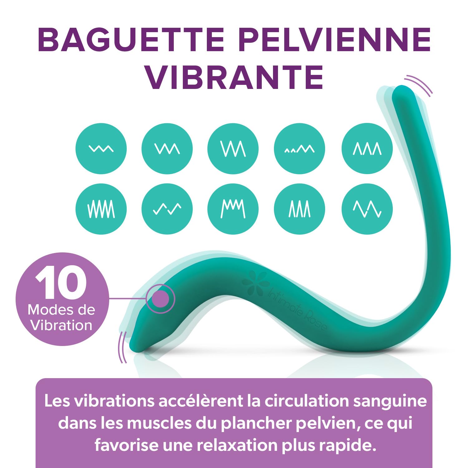 Intimate Rose Baguette Pelvienne Vibrante Pour Soulager les Douleurs des Muscles Pelviens - Thérapie Pelvienne de Points de Pression et de Stimulation – Pour Hommes et Femmes